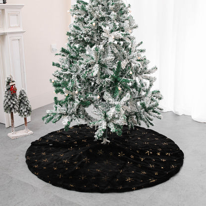 Decoración del hogar Cojín Falda de árbol de Navidad de terciopelo bordado negro