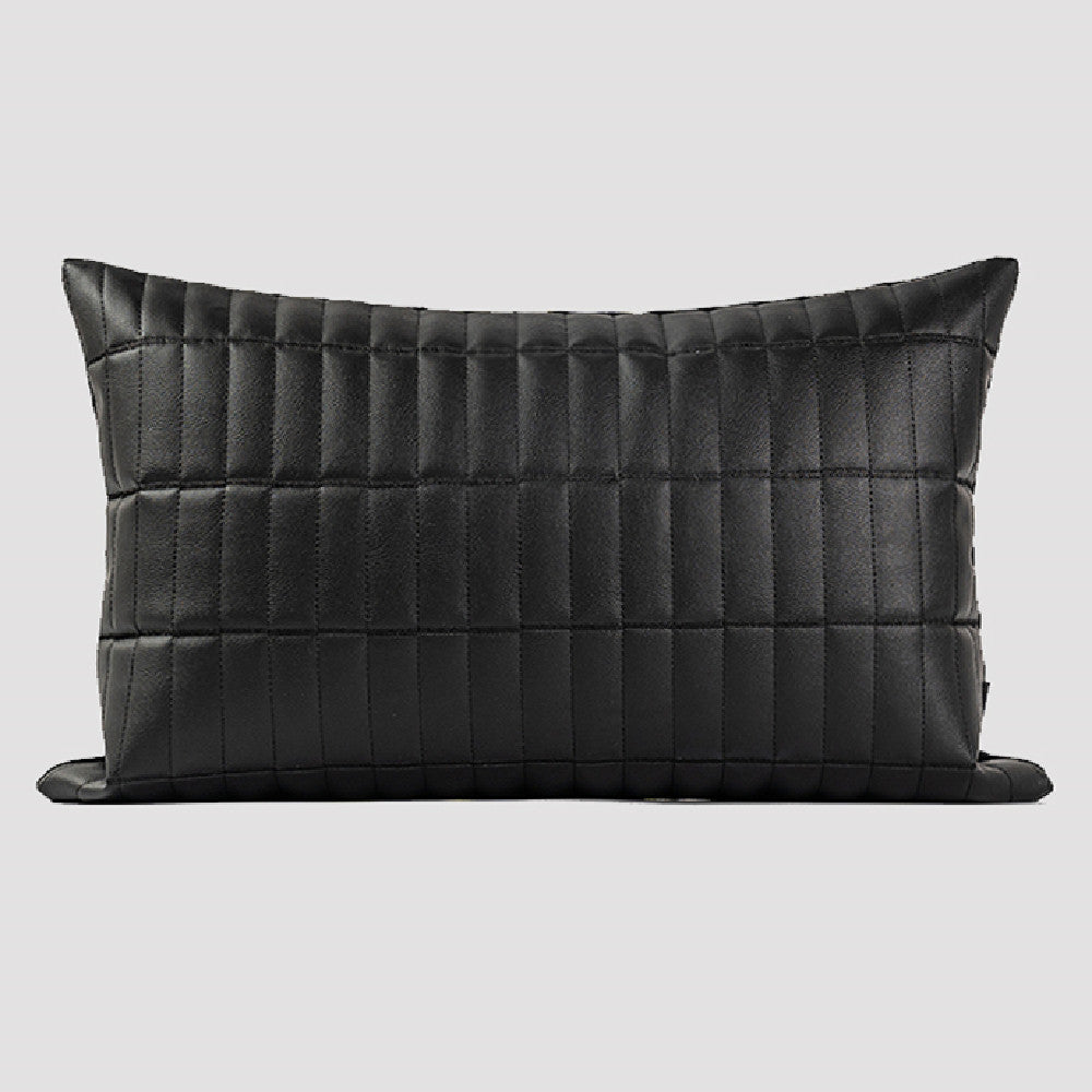 Modern Minimalist Black Leather Waist Pillow