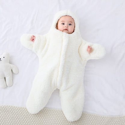 Baby Starfish Lamb Velvet Sleeping Bag Comfortable Newborn Baby Male And Female Baby Outing Winter Quilt Plus Cotton Thickening