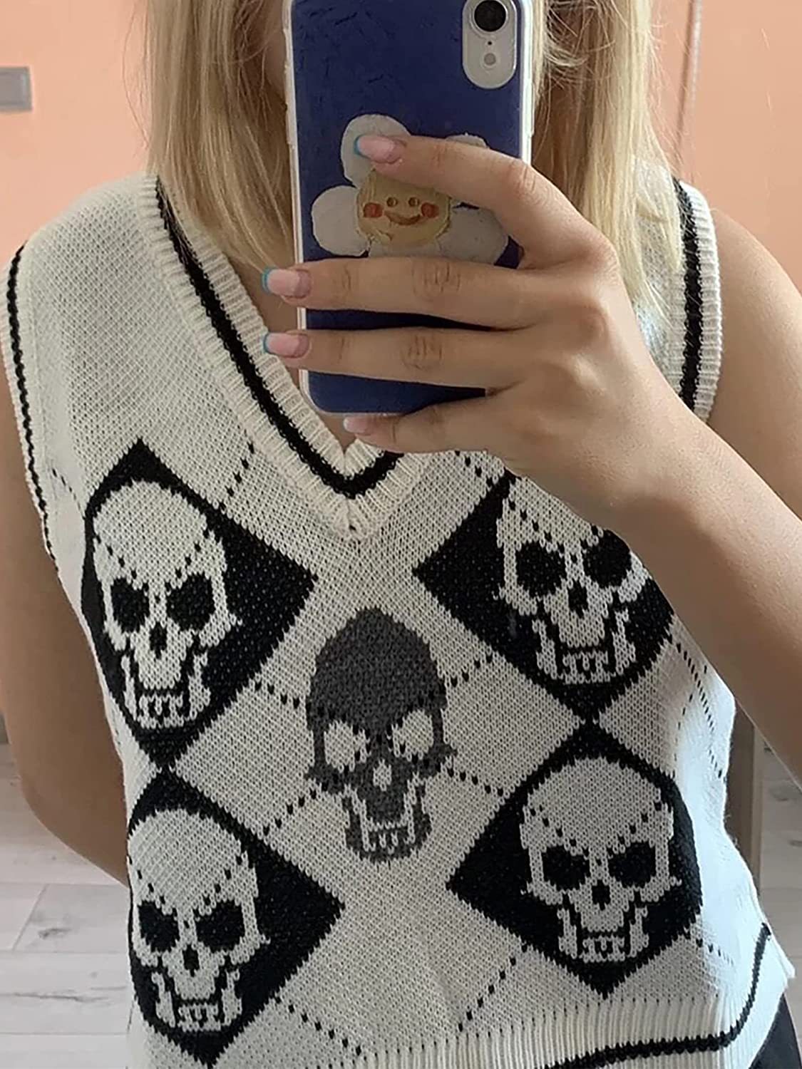 Pull d'Halloween en tricot à col en V pour veste gilet pour femme