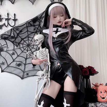 Costume de cosplay d'Halloween pour adulte de la nonne vampire, style gothique sombre croisé, jeu de rôle