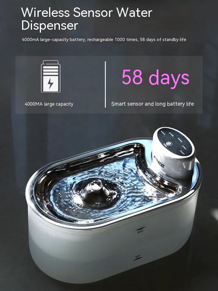 Stainless Steel Plate Household Pet Cat Dog Intelligent Wireless Water Dispenser