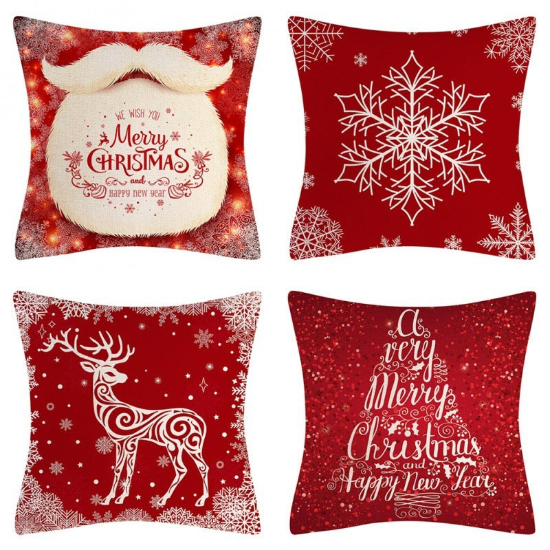 Home Decoration Christmas Pillow Cover Four-piece Set