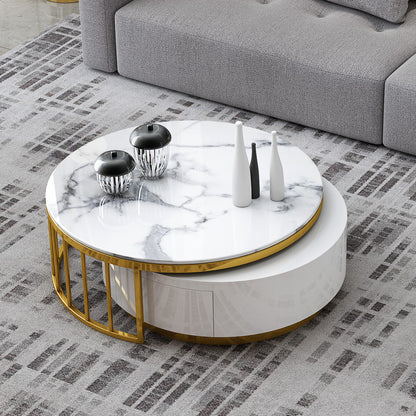 Table basse ronde en marbre rouge tendance