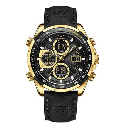 Men's Waterproof Sports Leather Strap Electronic Multi-function Watch