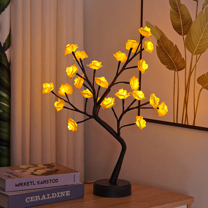 Lampe de Table en forme d'arbre à fleurs et de roses, veilleuse féerique de bureau, alimentée par USB, cadeaux pour mariage, saint-valentin, décoration de noël