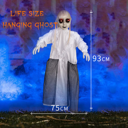 Halloween Hanging Female Ghost Pendant Ornament Electric Voice Control Props