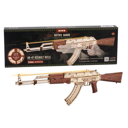 Robotime Rokr fusil automatique AK-47 3D pistolet à assembler en bois Double Modes de tir jouets de bricolage drôles pour enfants adultes Justice Guar LQ901