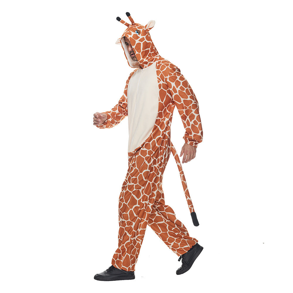 Costume de spectacle d'Halloween Costume de fête d'animaux Girafe Dessin animé