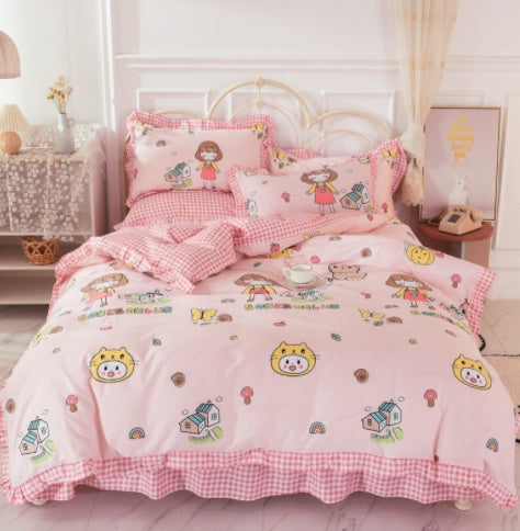 Cotton 100 Princess Wind Quilt Cover Cartoon Student Dormitory Bed