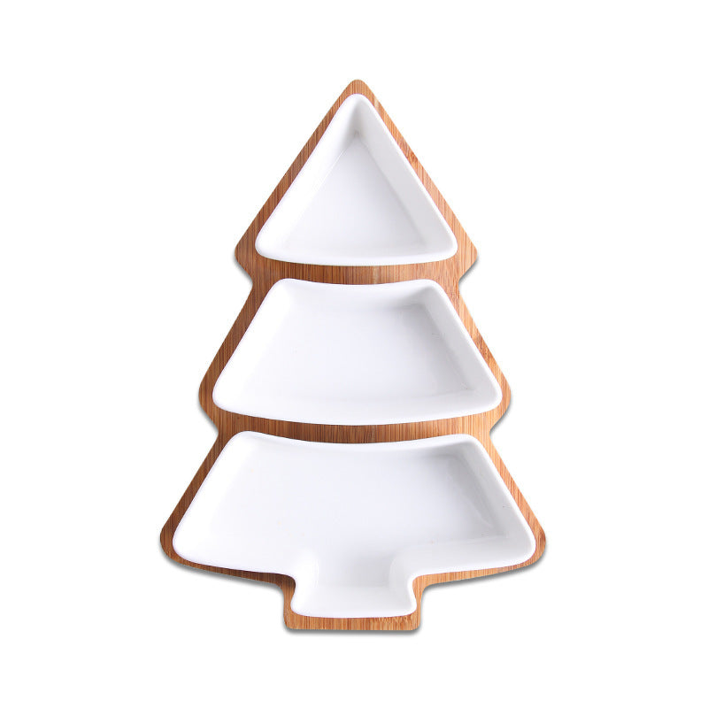 Ceramic Bamboo Wood Christmas Tree Tableware Irregular Layout