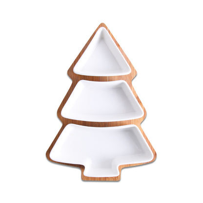 Ceramic Bamboo Wood Christmas Tree Tableware Irregular Layout