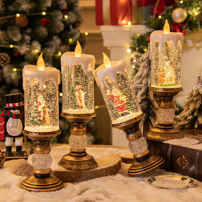 Disposición de la escena de la luz de las velas con decoraciones navideñas