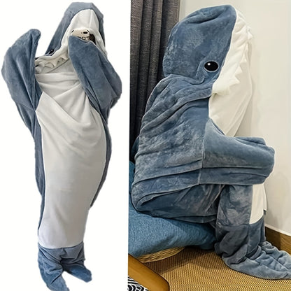 Manta de tiburón para adultos, manta de tiburón con capucha, manta de tiburón, franela súper suave y acogedora, disfraz de cosplay para niños y niñas, saco de dormir para la noche