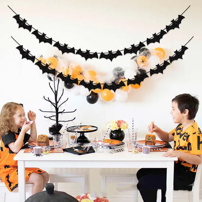 Decoración de fiesta de Halloween Bandera de cadena Banner Bat Glitter Pull Flower