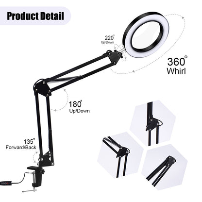 USB Desktop LED Magnifying Glass Table Lamp