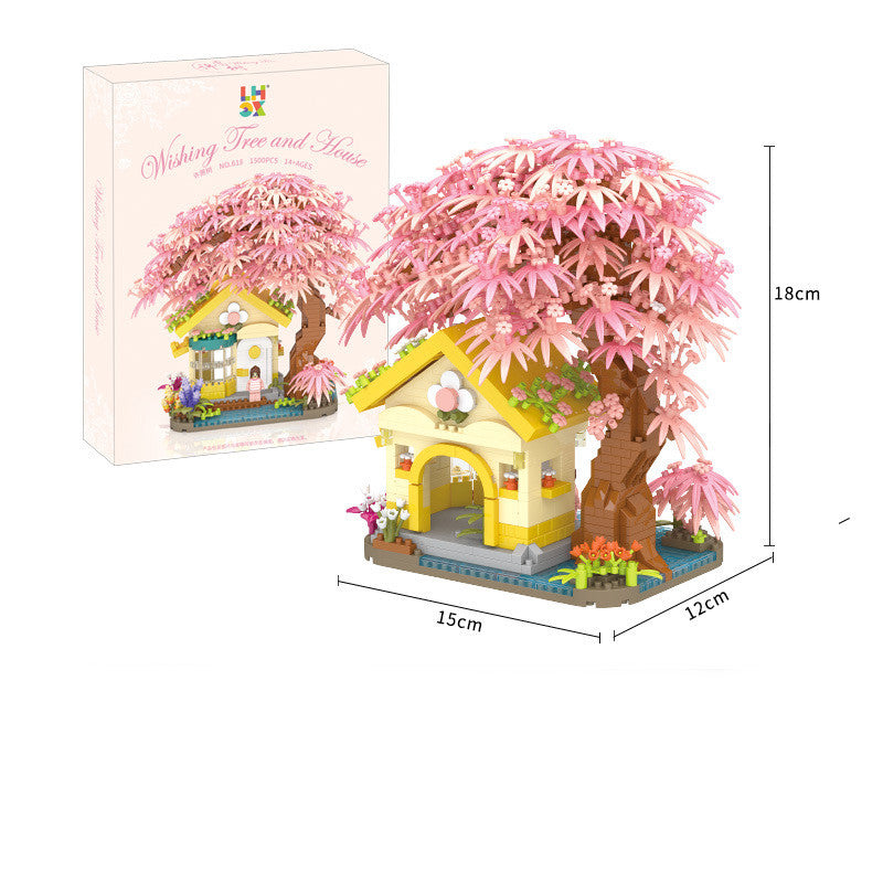 Blocs de construction de maison dans les arbres pour enfants, Puzzle, ornements assemblés