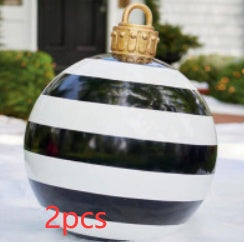 Bola de adorno navideño para exteriores, de PVC, 60 cm, inflable, decorada, bolas gigantes de PVC, grandes, para decorar árboles de Navidad