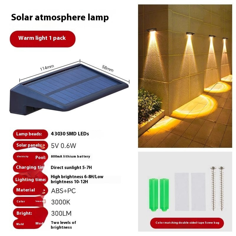 Lámpara de pared solar para jardín y exterior