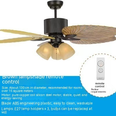 Living Room Southeast Asia Frequency Conversion Mute Fan-style Ceiling Lamp Home Integrated Retro Ceiling Fan Lights