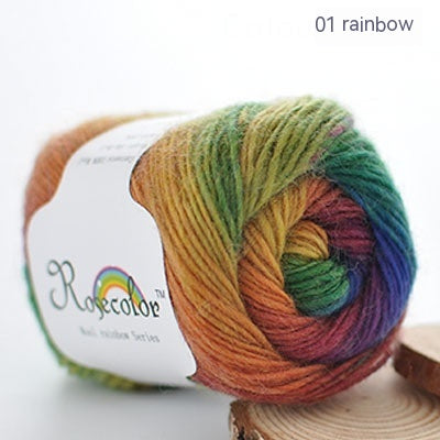 Rainbow Pure Wool Long Section Dyed Scarf Thread