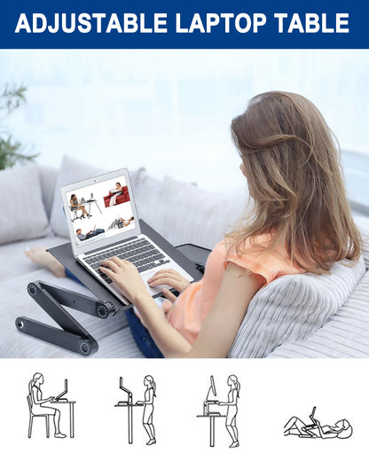 Adjustable Height Laptop Desk Laptop Stand for Bed Portable Lap Desk Foldable Table Workstation Notebook RiserErgonomic Computer Tray Reading Holder Bed Tray Standing Desk