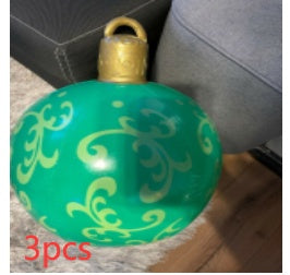 Boule de décoration de Noël en PVC pour l'extérieur 60 cm, boule gonflable décorée en PVC, grosses boules géantes pour décorations d'arbre de Noël, boule de jouet