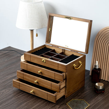 Solid Wood Jewelry Box Retro With Lock Wooden Storage Exquisite