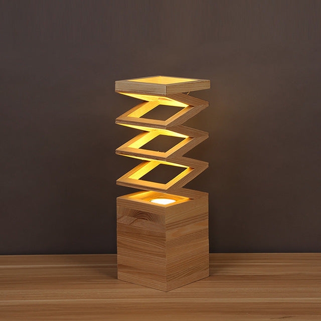 Lampe de table créative en bois massif