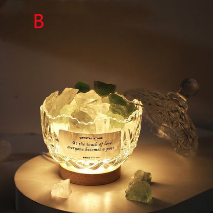 Veilleuse d'aromathérapie sans feu, lampe de Table en pierre minérale et cristal