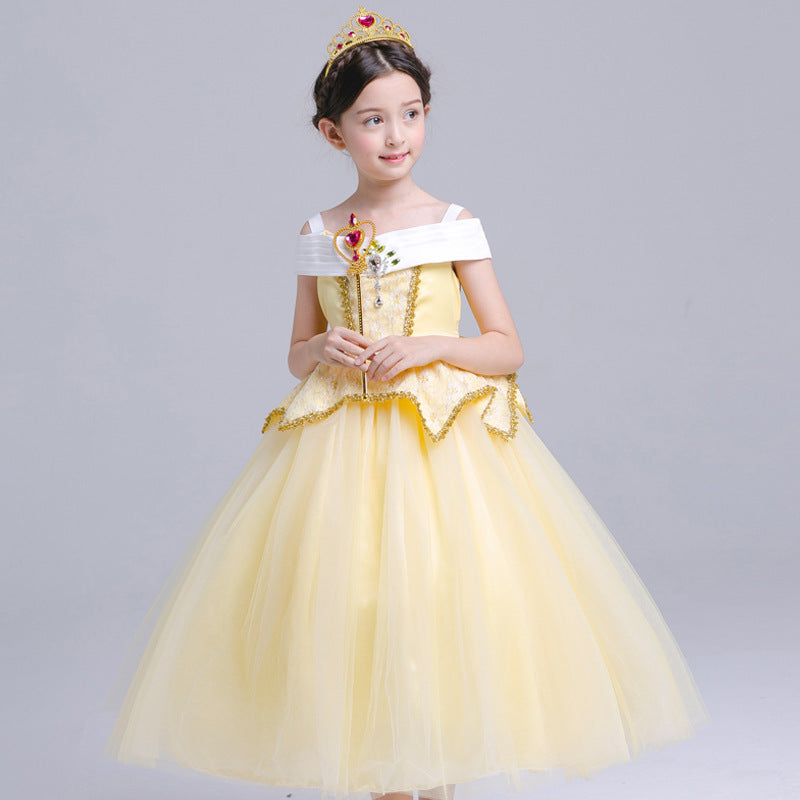 Vestido de princesa Aurora, disfraz de Halloween para niñas, ropa de actuación