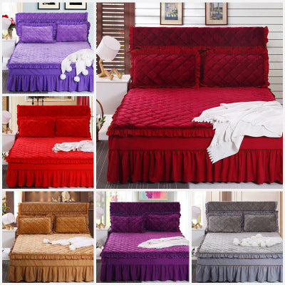 Solid color bed cover