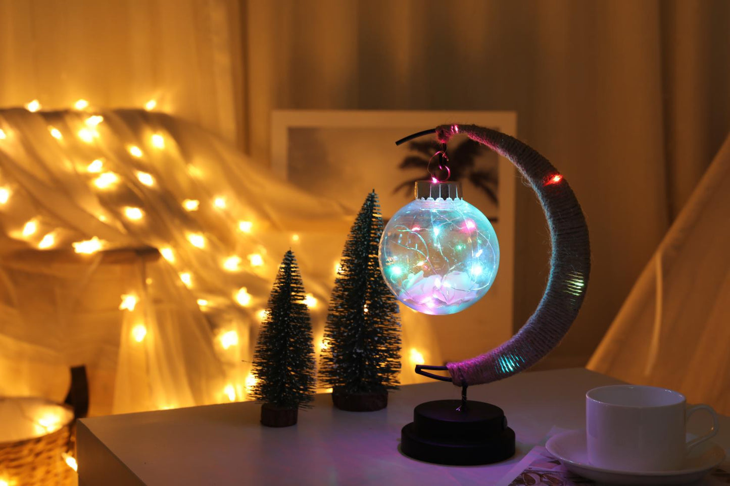 Lampe LED en forme de boule de lune, boule de vœux en forme de cœur pour fille