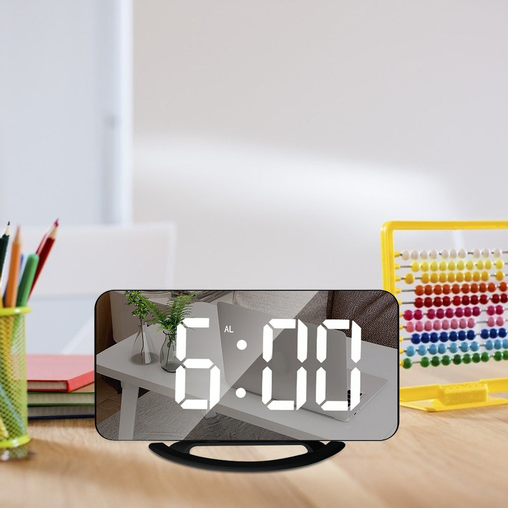 Horloge miroir numérique double USB, luminosité réglable, affichage LED, alarme de Table, affichage de l'heure de répétition, pour la maison, le bureau, la chambre à coucher