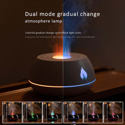 Humidificador de llama, difusor de aromaterapia, humidificador de aire para el hogar con luz de 7 colores, difusor de aceites esenciales con fragancia para habitación USB de 130ML