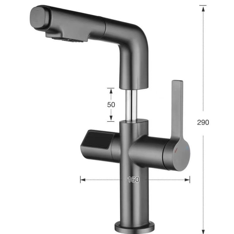 Gun Gray Basin Intelligent Temperature Display Washbasin Faucet