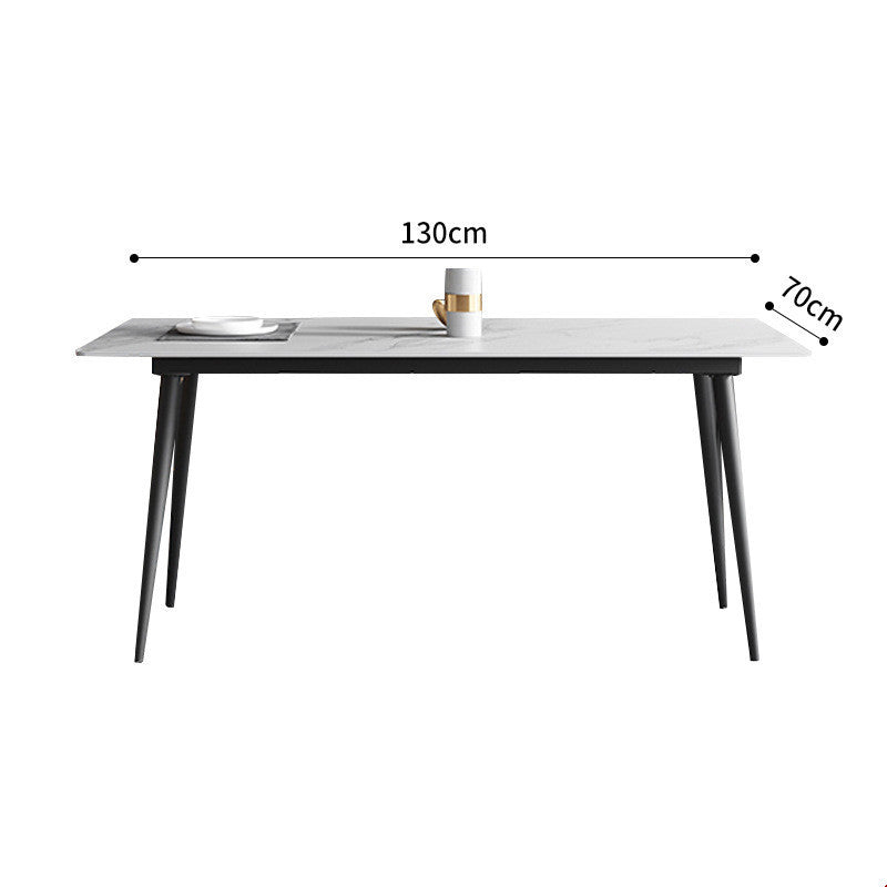 Mesa de comedor con placa de piedra minimalista italiana, mesa de comedor con placa de piedra rectangular, estilo moderno y sencillo, para apartamento pequeño, asequible