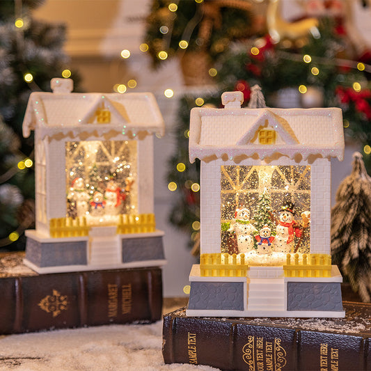 Décorations de Noël Boîte à musique Maison Petite lampe de nuit Ornements