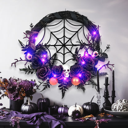 Decoraciones de Halloween, colgante de accesorios de diseño de fiesta de flores artificiales, anillo de vid de calavera de araña