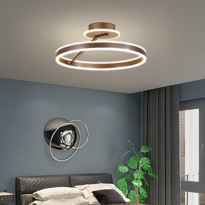 Lampe à suspension ronde en aluminium brossé, minimaliste et moderne, pour la maison