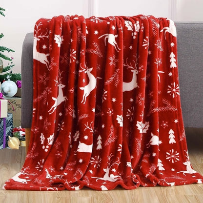 Couverture imprimée de Noël, bonhomme de neige, père Noël, couverture d'hiver en flanelle double face pour canapé, châle de couchage