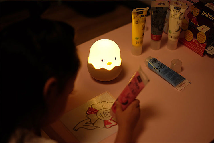 Warm White Cute Chick Night Light Cartoon Toys Chicken Egg Shell Rechargeable Control Bedroom Lamp Light-up Toys Kids