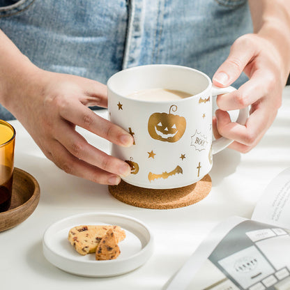 Tasse d'Halloween avec couvercle cuillère boîte-cadeau grande capacité en céramique