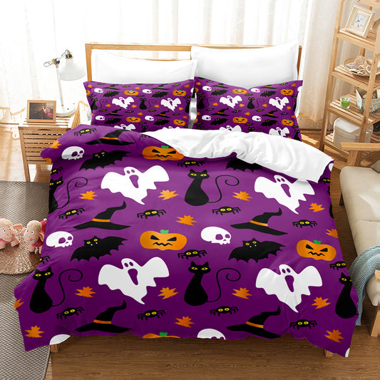 Juego de tres piezas de ropa de cama navideña de sábanas de la serie Halloween