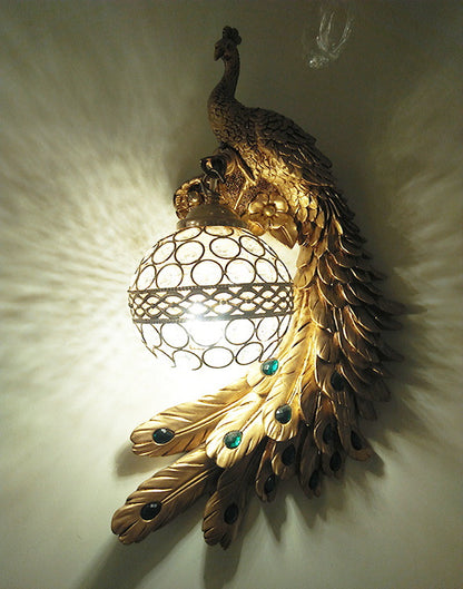 Retro Corridor Aisle Living Room Bedroom Hotel Decoration Project LED Peacock Wall Lamp