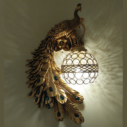 Retro Corridor Aisle Living Room Bedroom Hotel Decoration Project LED Peacock Wall Lamp