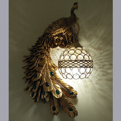 Retro Corridor Aisle Living Room Bedroom Hotel Decoration Project LED Peacock Wall Lamp