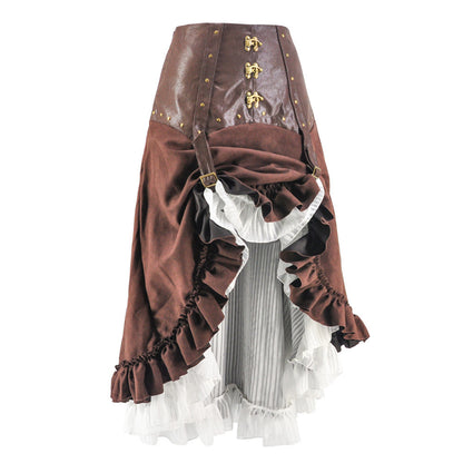 Costume de scène d'Halloween Steampunk Jupe irrégulière Ensemble deux pièces