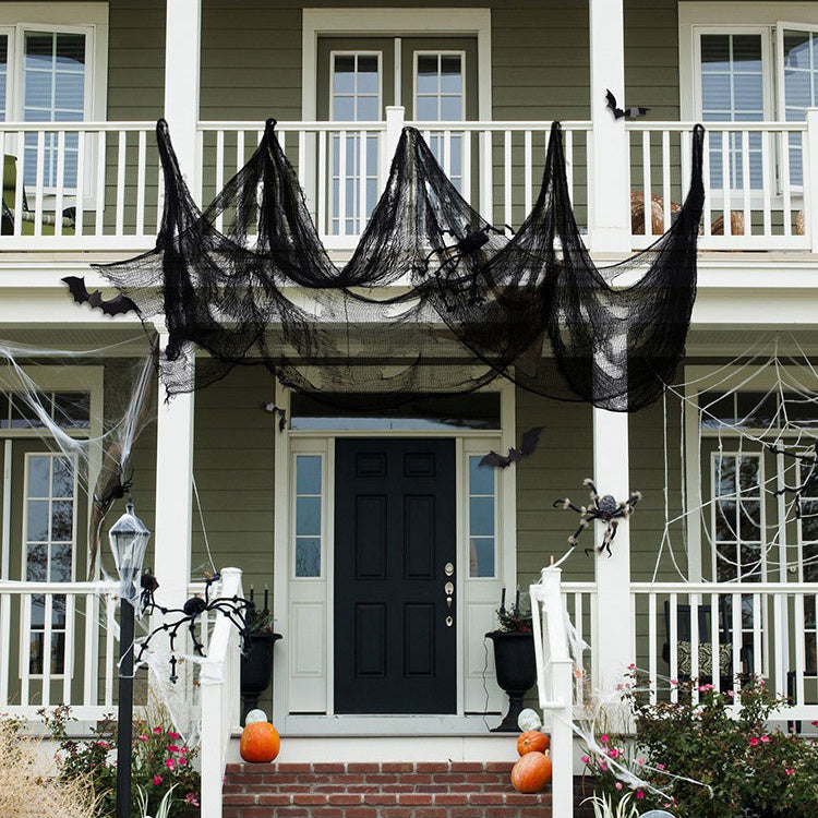 Accessoires d'Halloween Décoration d'horreur sur le thème de la maison hantée Pendentif en tissu usé et vieilli Gaze noire