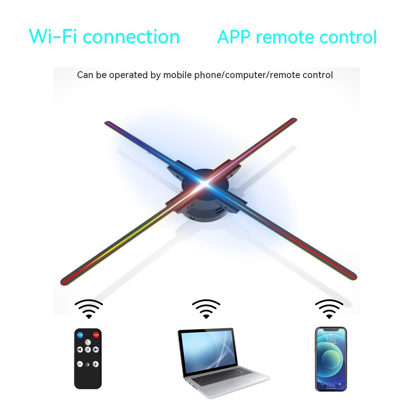 3D Holographic Fan LED Projection Stereoscopic Air Imaging